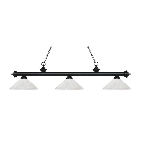 200-3MB-AWL14-Z-Lite-Riviera - 3 Light Island/Billiard in Billiard Style - 13.75 Inches Wide by 13 Inches High-Matte Black Finish-White Linen Glass