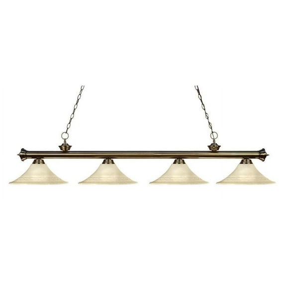 Z-Lite - Riviera - 4 Light Island/Billiard Antique Brass Finish with Golden