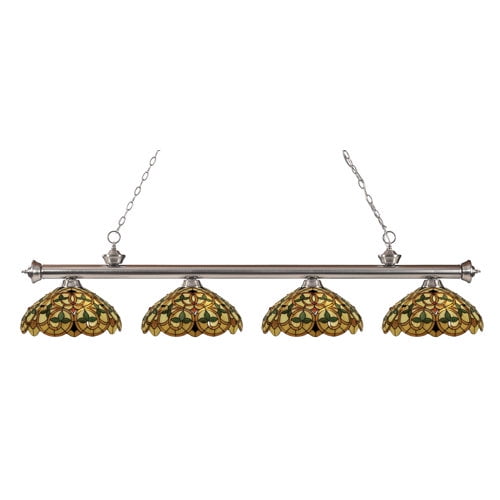 Z-Lite - Riviera - 4 Light Island/Billiard Brushed Nickel Finish with Multi