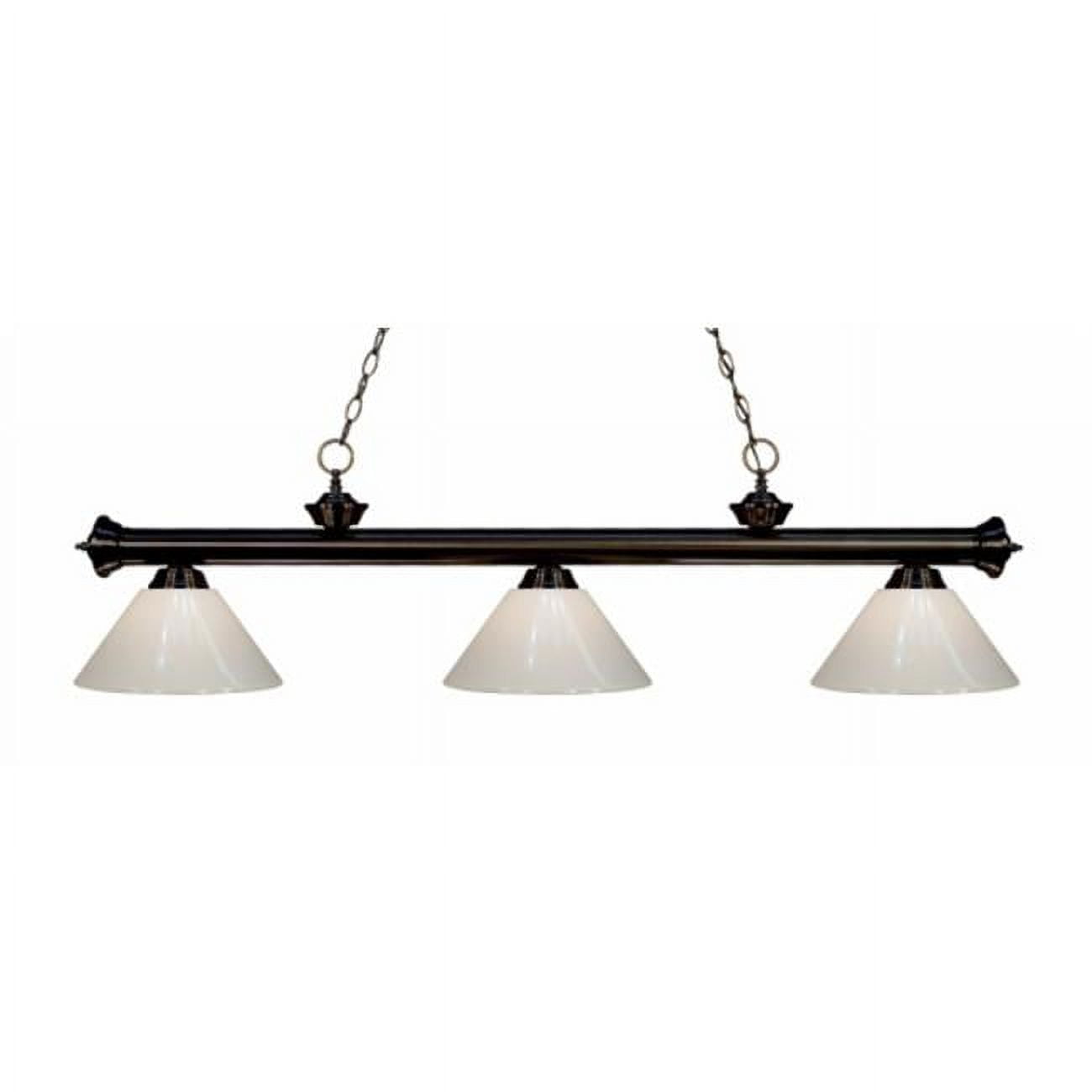 Riviera Bronze Elegance 57" Billiard Light with Fluted Golden Shades