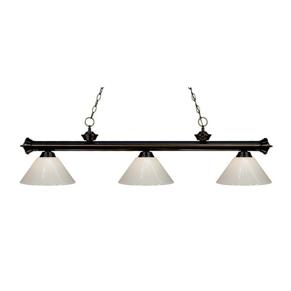Z-Lite Riviera 3 Light Billiard, Steel Frame, White Shade Color