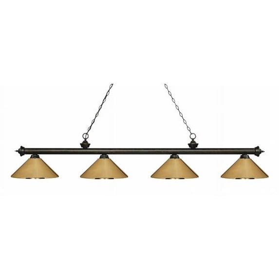 Zlite 200-4GB-MPB 4 Light Island, Billiard Light With Polished Brass Metal Shades