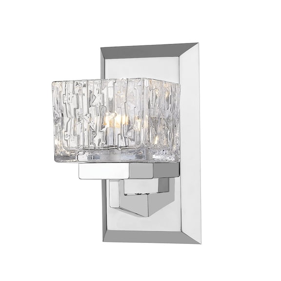 Z-Lite Rubicon Clear Glass Steel LED Vanity Wall Sconce in Chrome