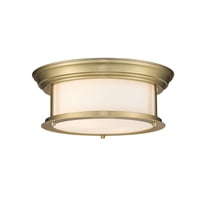 Z-Lite Sonna 14" Round Glass Steel Flush Mount in Matte Opal and Heritage Brass