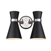 Z-Lite Soriano 2 Light Steel Wall Sconce in Matte Black and Brushed Nickel