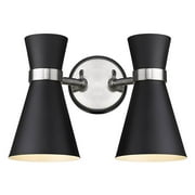 Z-Lite Soriano 2 Light Steel Wall Sconce in Matte Black and Brushed Nickel