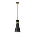 thumbnail image 1 of Z-Lite Soriano 8" Round Steel Pendant in Matte Black and Heritage Brass, 1 of 6