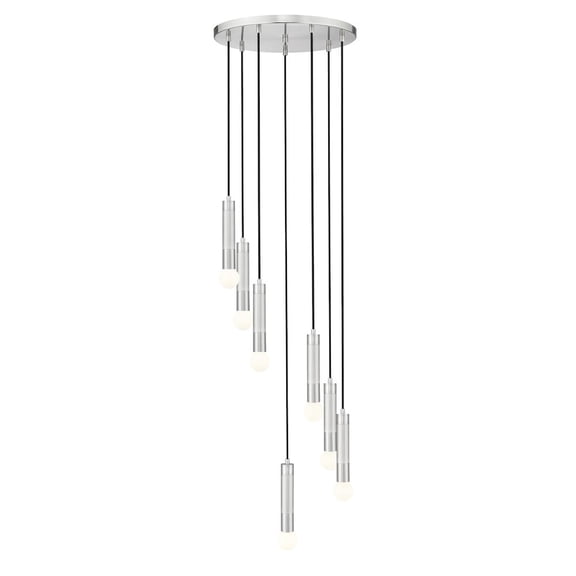 Z-Lite Stari 7 Light Chandelier in Brushed Nickel color, Steel frame