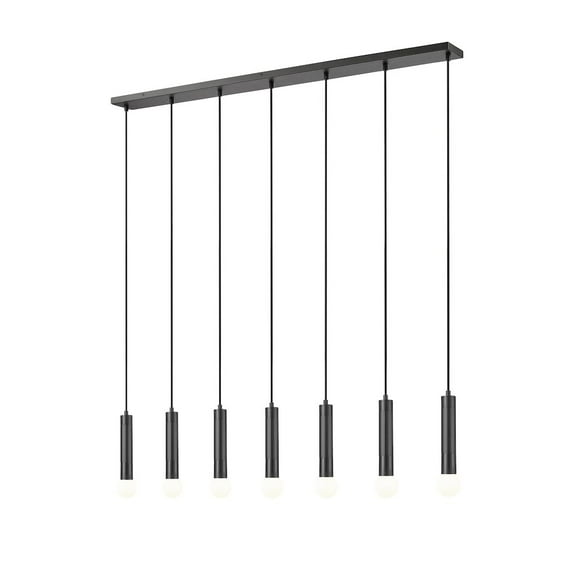 Z-Lite Stari 7 Light Linear Chandelier in Matte Black color, Steel frame