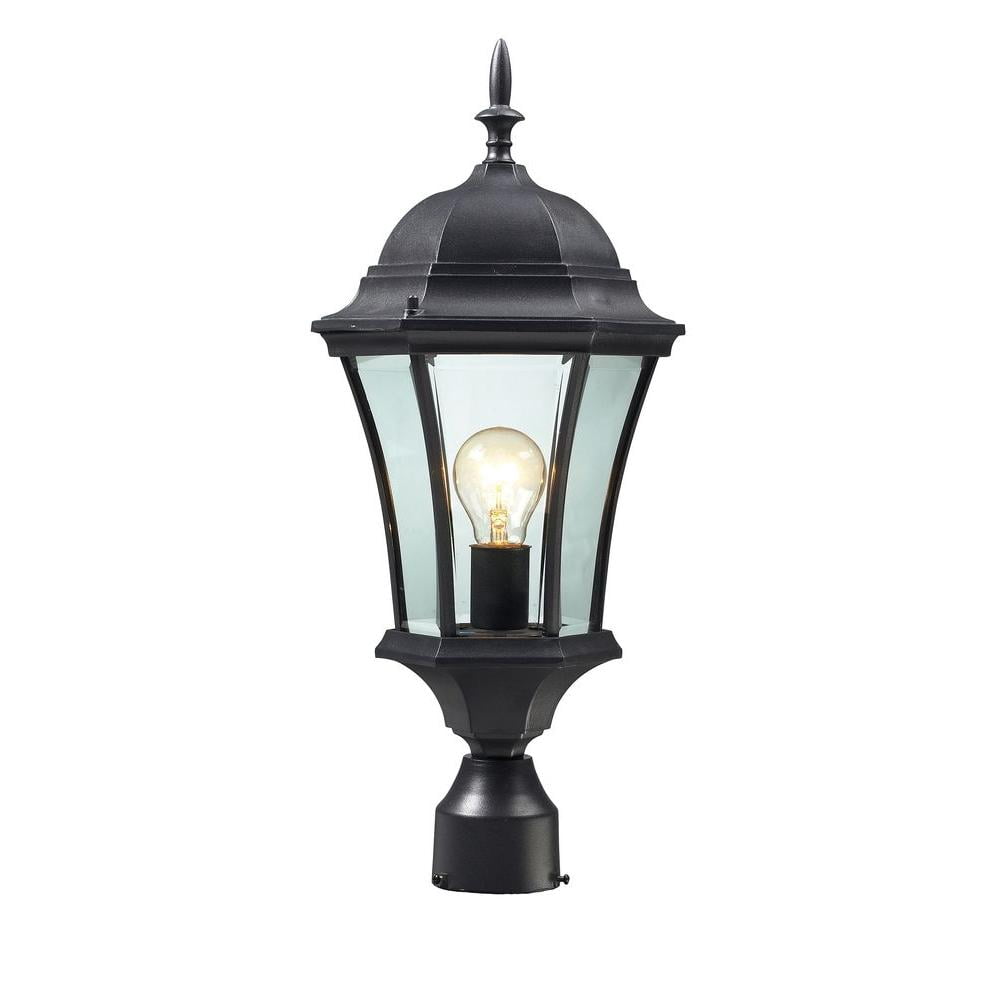 522PHM-BK-Z-Lite-Wakefield - 1 Light Outdoor Post Mount Lantern in Fusion Style - 9.5 Inches Wide by 22 Inches High