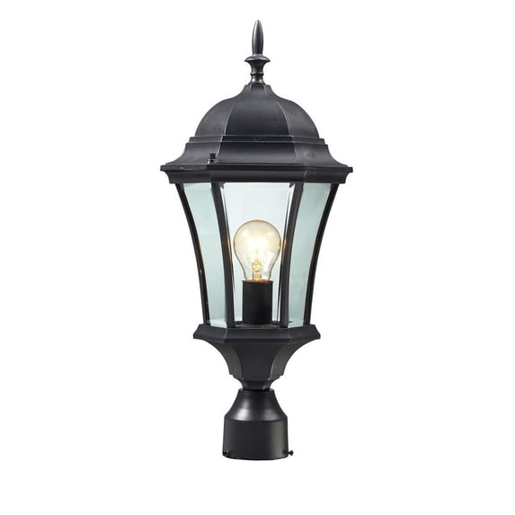 522PHM-BK-Z-Lite-Wakefield - 1 Light Outdoor Post Mount Lantern in Fusion Style - 9.5 Inches Wide by 22 Inches High