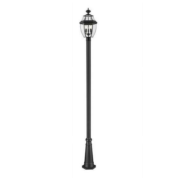 Z-Lite Westover 3 Light 114" Clear Glass Brass Outdoor Lamp Post in Black
