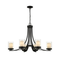 Z-Lite Willow 6 Light Glass Shade Steel Chandelier in Matte Black