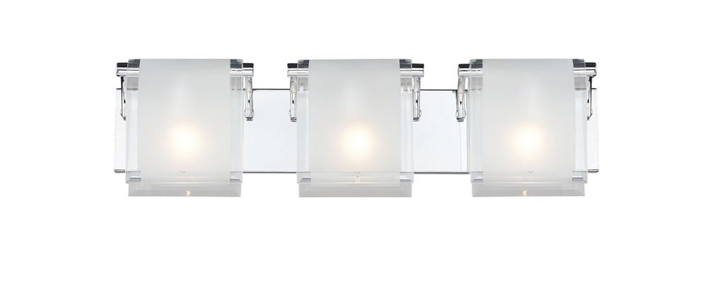Zephyr Chrome 3-Light Vanity with Frosted Glass Shades