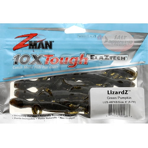 Z-Man LizardZ 6" Soft Baits, Green Pumpkin, 46 Count