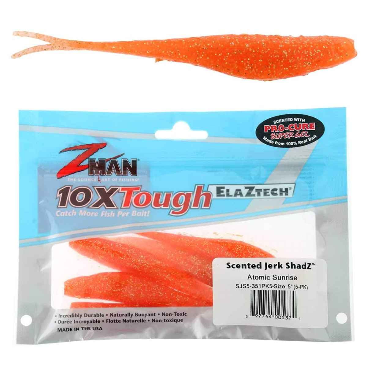 【Pomme】 Z Man Scented Jerk ShadZ 5'' Atomic Sunrise 5pk - Walmart.com