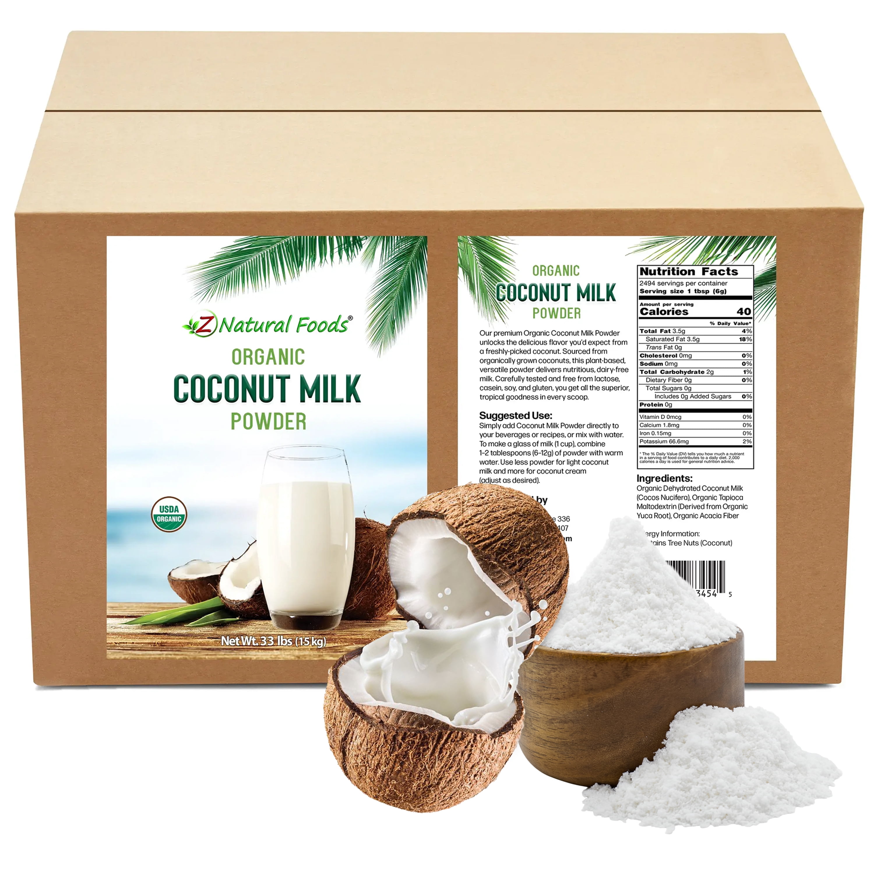Z Natural Foods Organic Coconut Milk Powder - All-Natural Vegan Dairy ...