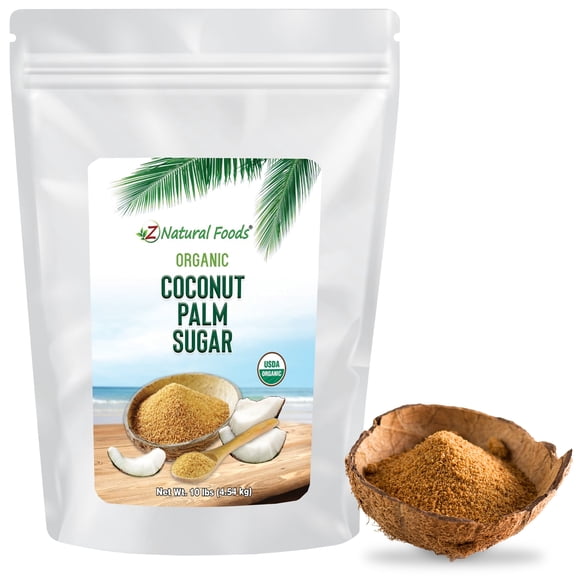 Z Natural Foods Organic Coconut Sugar - Nutrient-Dense, Flavorful & Unrefined Brown Coconut Sugar - Perfect for Tea, Coffee, Oatmeal, Deserts & Baking, Non-GMO, Vegan, Gluten-Free, 10 lbs