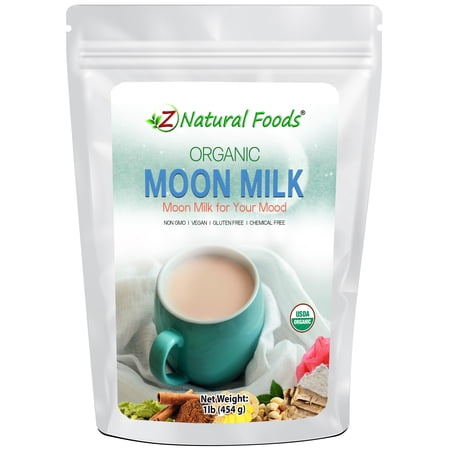 Z Natural Foods Organic Moon Milk Powder, Calm & Relax the Mind & Body Before Bedtime, Contains Ashwagandha And Shatavari, Herbal Milk Powder, Vegan, 1 lb