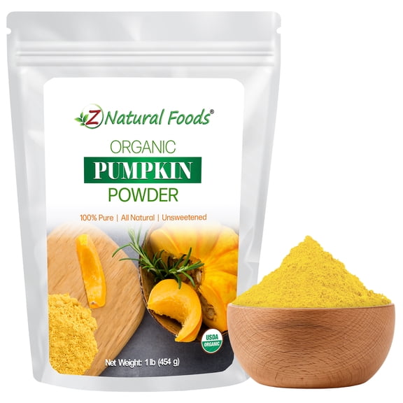Z Natural Foods Organic Pumpkin Powder - Pure Powdered Pumpkin for Delicious Pumpkin Spice Latte, Baking, Smoothies, Juice, Puree - Dried Sweet Vegan Pumpkin Powder, Gluten Free, Kosher, 1 lb