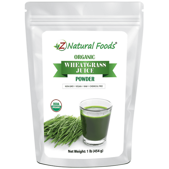 Z Natural Foods Organic Wheatgrass Juice Powder, Superfood Powder for Healthy Aging and Digestion, Ideal for Juice, Yogurt, and Smoothies, Non-GMO, Vegan, Kosher, 1 lb.
