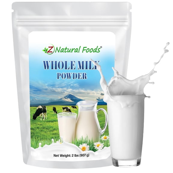 Z Natural Foods Premium GGA1 Whole Milk Powder - Powdered Milk for Baking, Cooking, Drinks - Dry Milk Powder, Pasteurized, Non-GMO, Gluten-Free, Kosher-Certified, 2 lbs