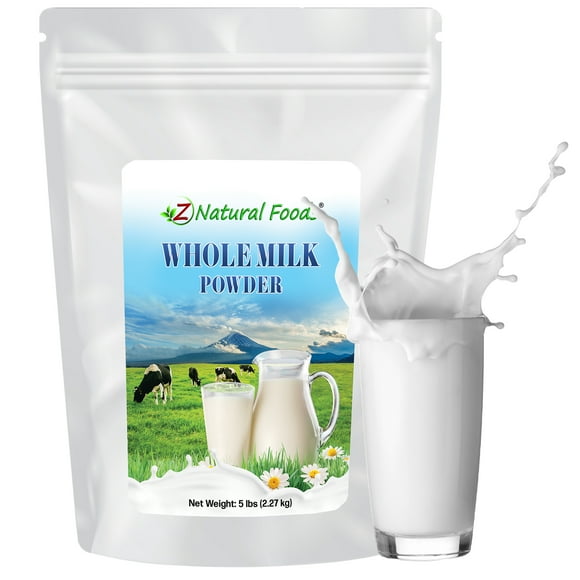 Z Natural Foods Whole Milk Powder, 100% Powdered Milk, Non-GMO, Gluten-Free, Kosher-Certified, Milk Powder, 5 lb