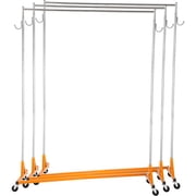 Z Rack, Industrial Grade Z Base Garment Rack, Height Adjustable Rolling Z Garment Rack, Sturdy Steel Z Base Clothing Rack w/Lockable Casters, for Home Clothing Store Display Orange 3 Sets