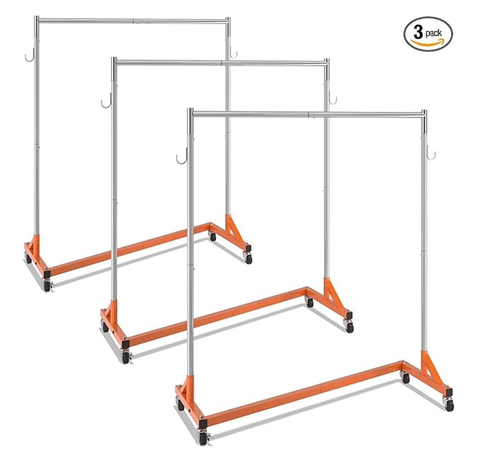 Z Rails For Uniforms Z Rack, Industrial Grade Z Base Garment Rack, Rolling Sturdy Steel Z ...