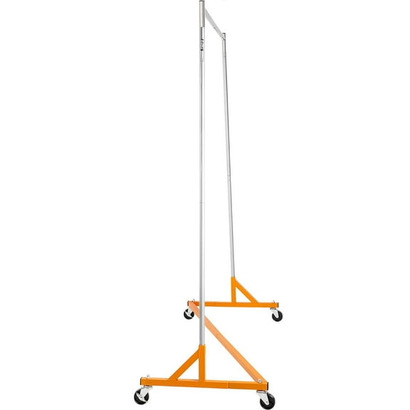 Z Rack, Industrial Heavy-Duty Rolling Garment Rack with Locking Casters, Adjustable Height Steel Clothing Rack for Commercial Store Display & Home Use, Orange