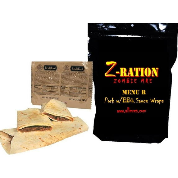 Z-Ration – Menu R MRE (Meal, Ready to eat) Pork BBQ Wraps with Delicious BBQ sauce.