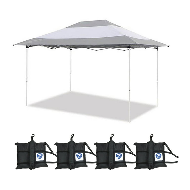Z Shade 14 x 10 Ft Outdoor Canopy and Wrap Around Leg Weights Gray White