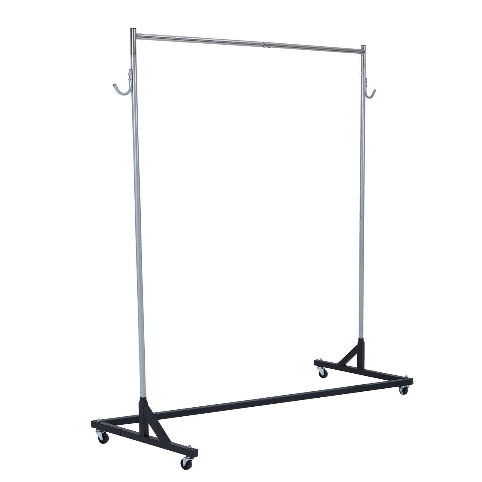 Z-Shape Steel Garment Rack with Wheels - 165x61x180cm Clothing Display ...