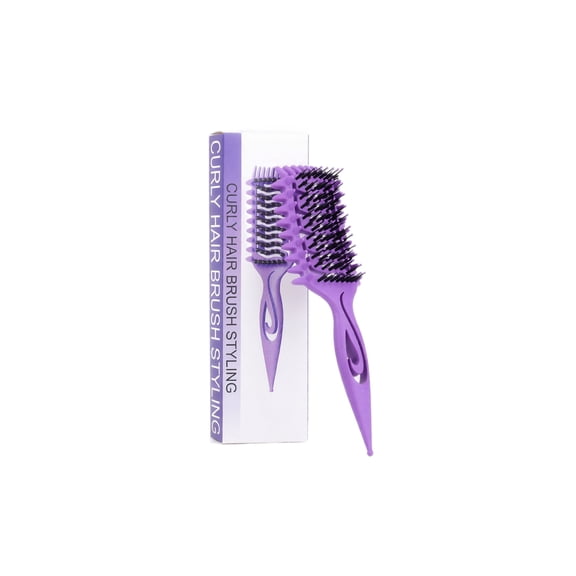 Z Shaped Hollow Out Curly Hair Styling Brush with Spring Bounce and Tail Comb Design for Defining Large Waves and Detangling Hair