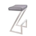thumbnail image 1 of Z Shaped Metal Backless Barstool with Padded Seat, Silver & Gray, 1 of 1