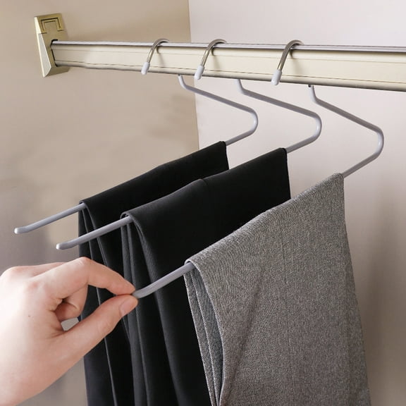 Z-Shaped Pants Hanger-Heavy Duty Iron Clothes Rack Non-Slip Space Saving Organizer 3-Pack White Gray Green 36.5x14.5cm