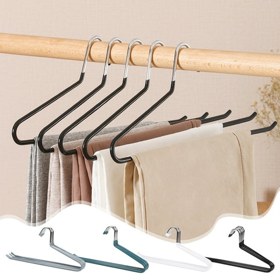 Z-Shaped Pants Hanger Non-Slip Pants Hanger - Heavy-Duty Iron Clothes Rack Space-Saving, Easy Hanging Closet Storage Hanger for Jeans Trousers Slack Scarves