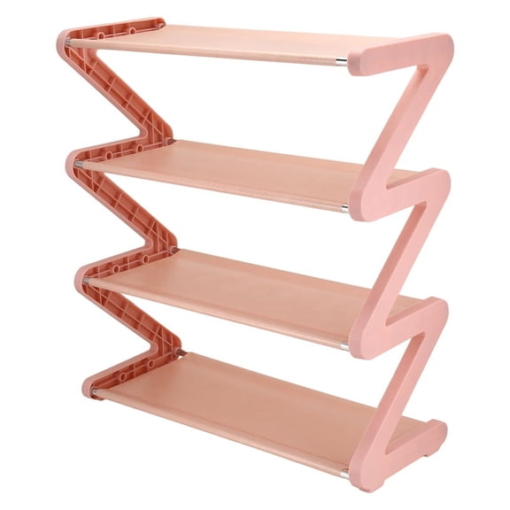 Z-Shaped Shoe Rack Plastic and Cloth 3-Tier Simple Household Organizer Cute Multi-Layer Assembly Stand