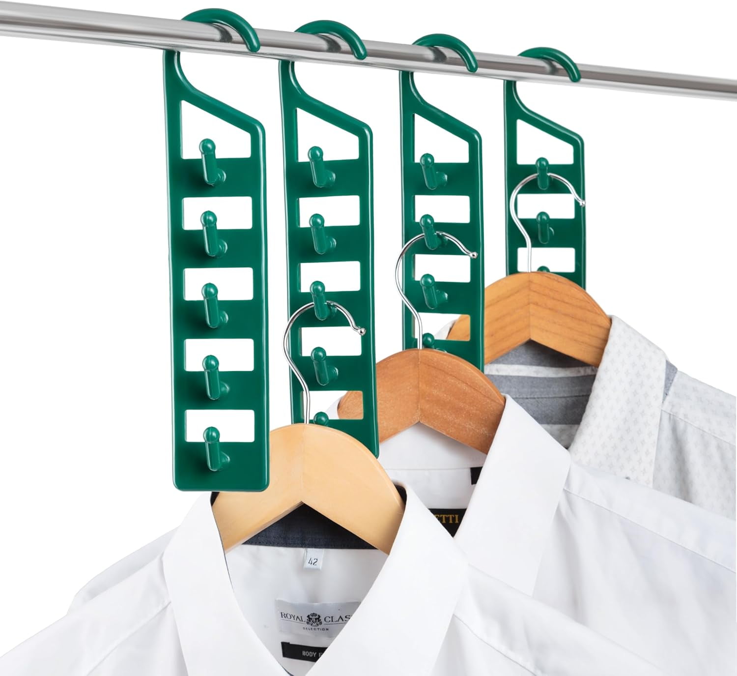 Niiviin Space Saving Hangers 2-Pack - 10-Clip Multi Pants Hanger For Jeans, Leggings, Skirts, White Coated Steel - View #2