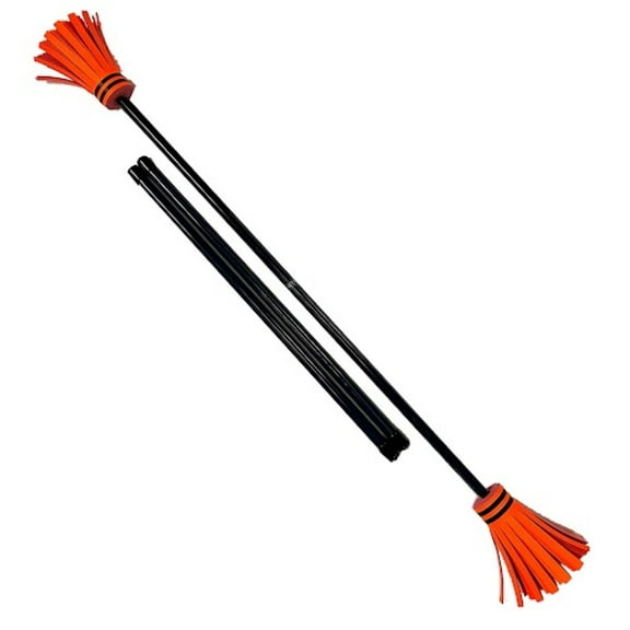 Z-Stix Juggling Flower Sticks-Devil Stick and 2 Hand Sticks, High Quality, Beginner Friendly - UV Reactive Sport Line (Black Stick with UV Orange Flowers)