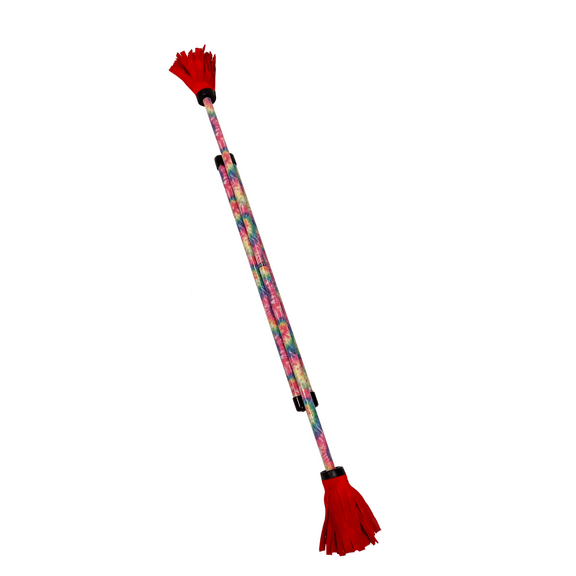 Z-Stix Professional Juggling Flower Sticks-Devil Sticks and 2 Hand Sticks, High Quality, Beginner Friendly - Festival Series (Banshee, Red Tie Dye)