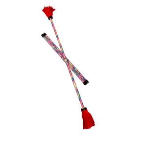 Z-Stix Professional Juggling Flower Sticks-Devil Sticks and 2 Hand Sticks, High Quality, Beginner Friendly - Festival Series (King, Red Tie Dye)