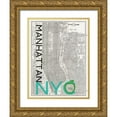 thumbnail image 1 of Z Studio 12x14 Gold Ornate Wood Framed with Double Matting Museum Art Print Titled - Mid Century NYC Map, 1 of 4