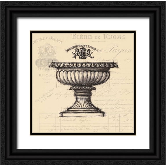 Z Studio 15x15 Black Ornate Wood Framed with Double Matting Museum Art Print Titled - Documented Antique