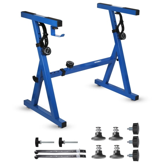 Z-Style Keyboard Stand with Wheels, Adjustable Height 24.25"-36.5" & Width 19.25"-32.5", Portable Folding Piano Riser for Digital Pianos, 250LB Capacity Music Stand