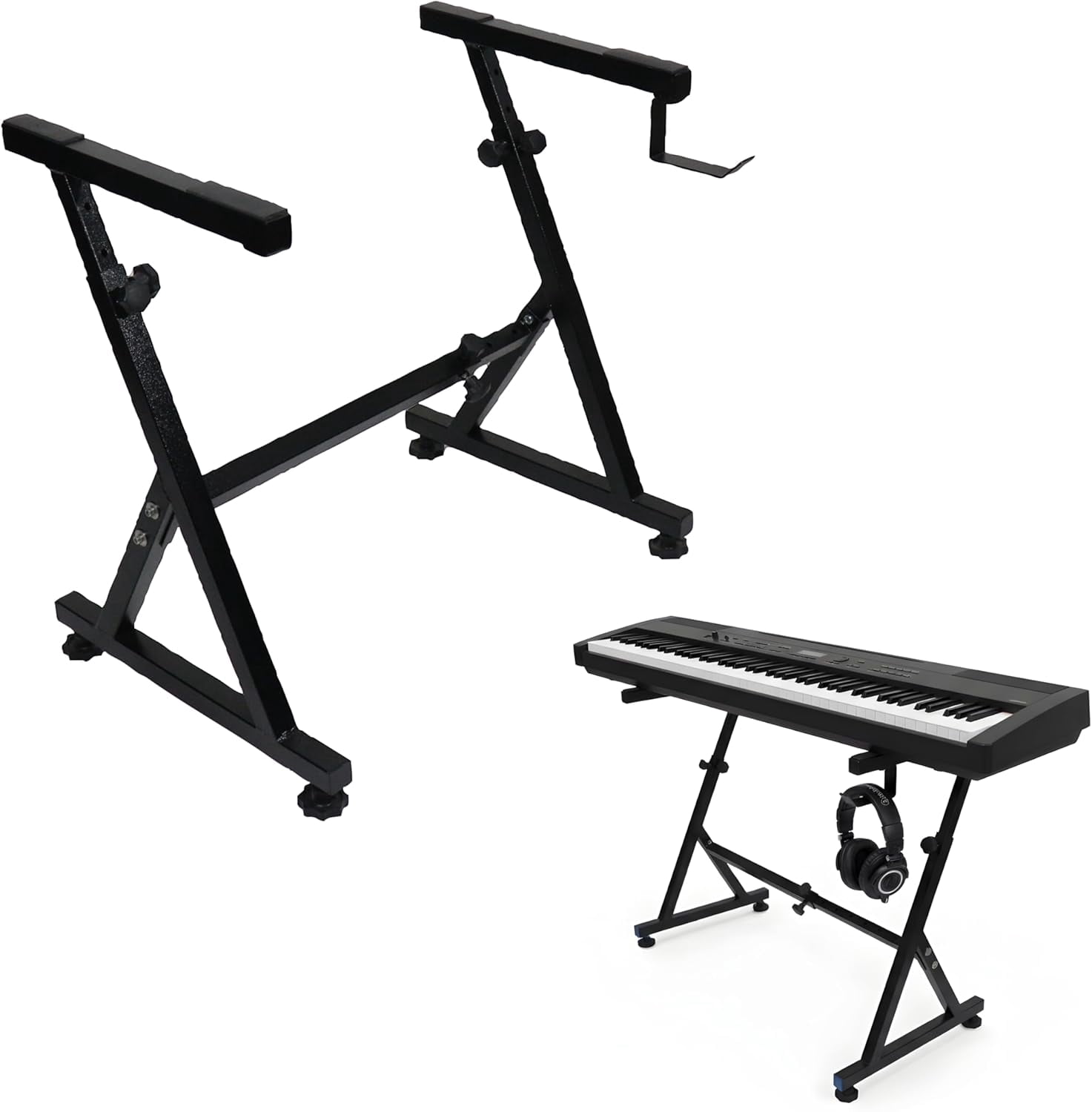 Z Style keyboard piano stand, Heavy Duty 200LBS adjustable keyboard stand Fits 61 76 88 Key, Anti Slip Pads Headphone Hook Home Stage keyboard stand for piano accessories Pro Use