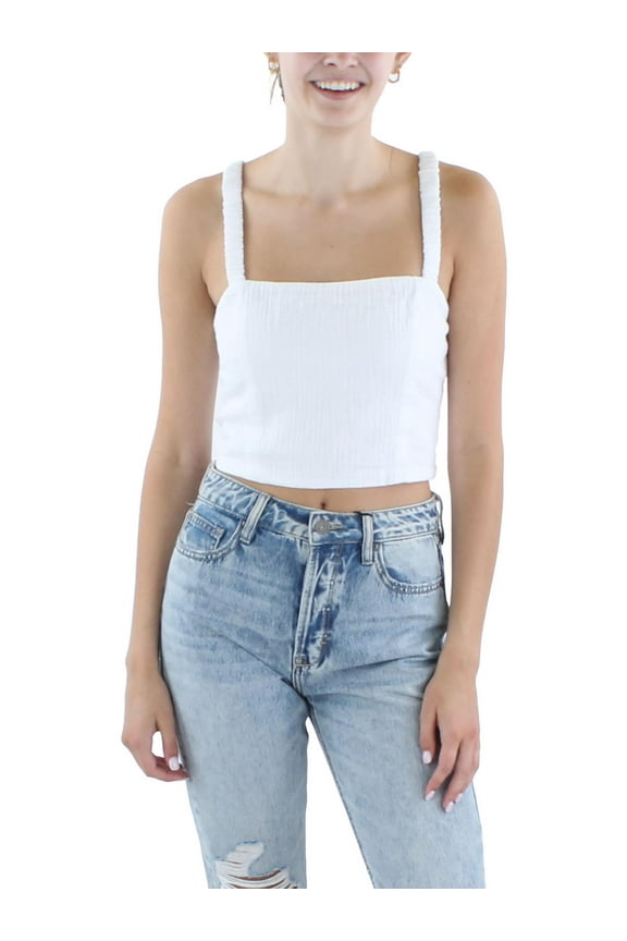 Womens Smocked Sleeveless Cropped