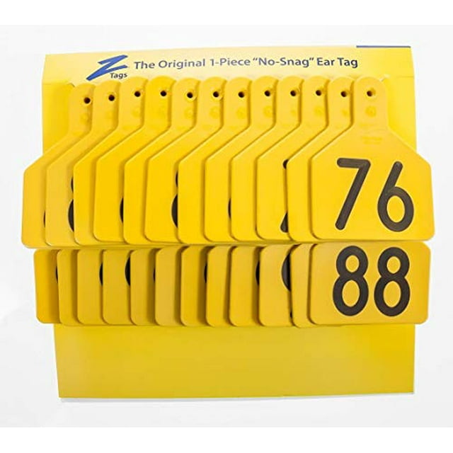 Z Tags 1Piece PreNumbered Hot Stamp Tags for Calves, Numbers from 76