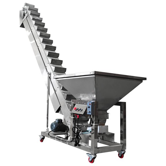 Z Type Elevating Conveyor Bucket Elevator Machine Tilting Hopper Feeder Conveyor 220V 1PH