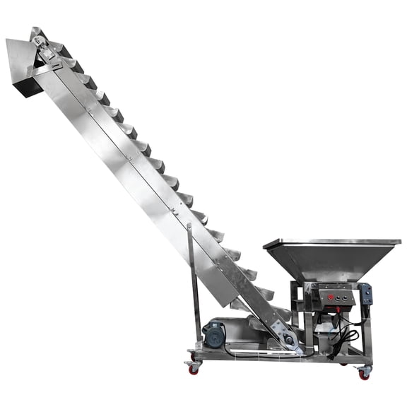 Z Type Feeder Bucket Elevator Machine Rice Nut Granule Food Conveyor 220V 2.4m Lifting Height 17.2gal/min with 39.6gal Hopper
